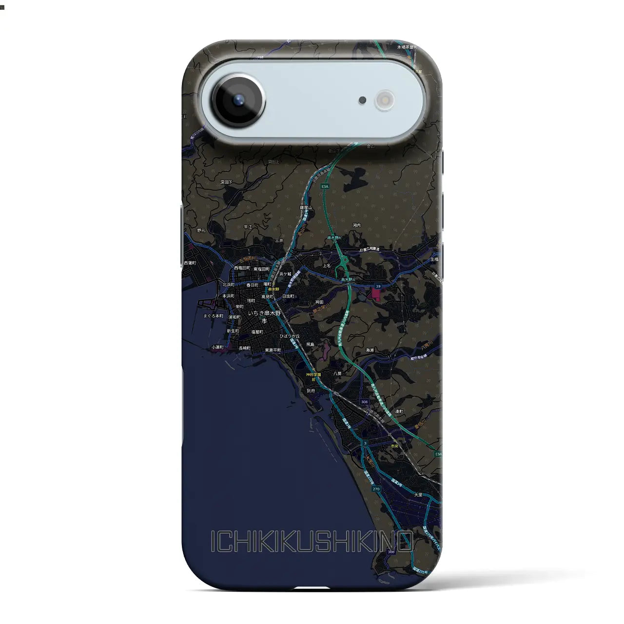 【いちき串木野（鹿児島県）】地図柄iPhoneケース（バックカバータイプ）