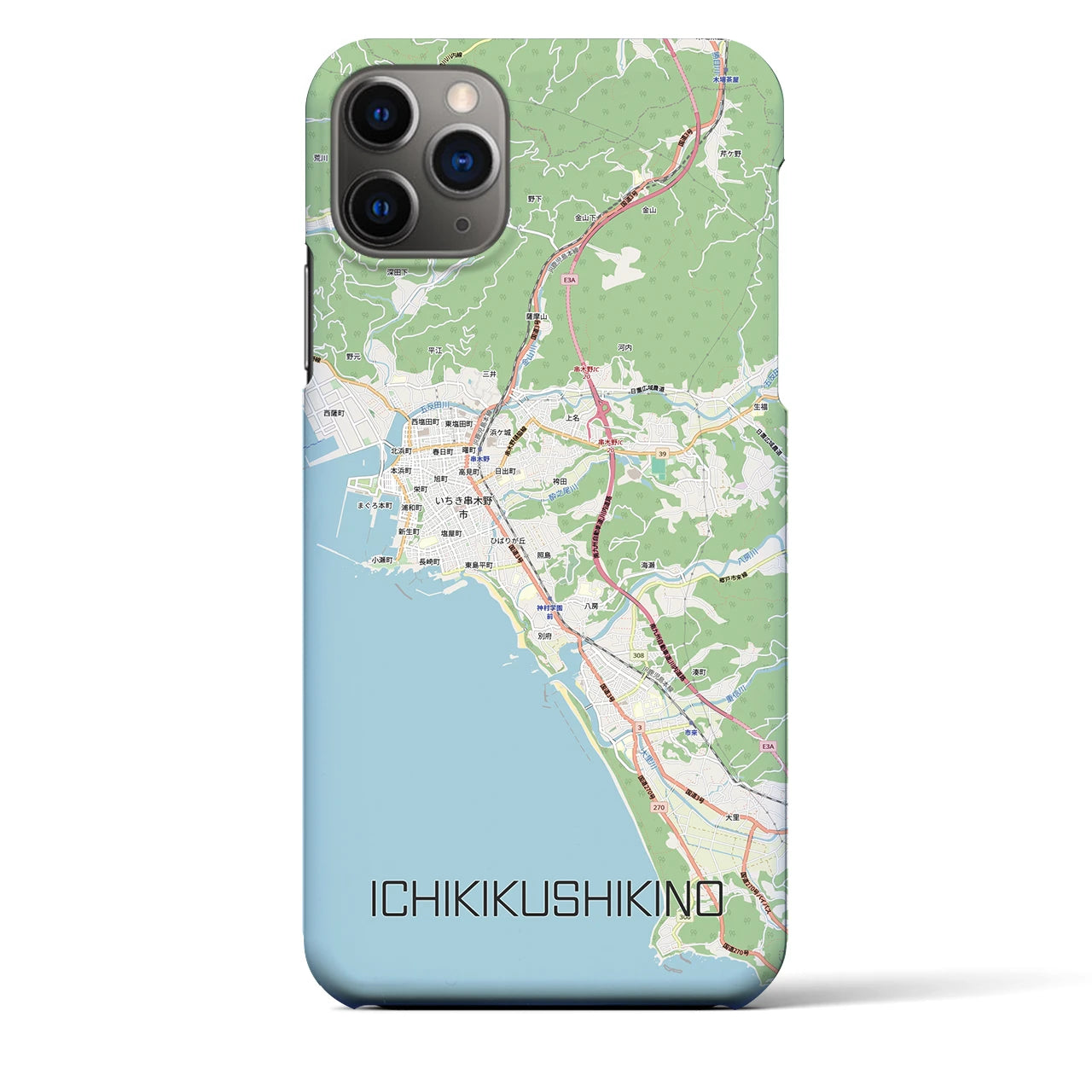 【いちき串木野（鹿児島県）】地図柄iPhoneケース（バックカバータイプ）
