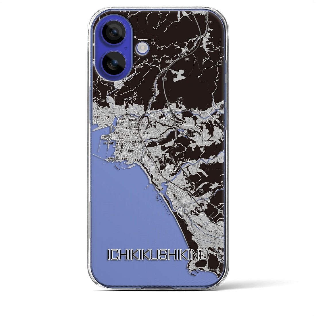 【いちき串木野（鹿児島県）】地図柄iPhoneケース（クリアタイプ）モノトーン・iPhone 16 Pro Max 用