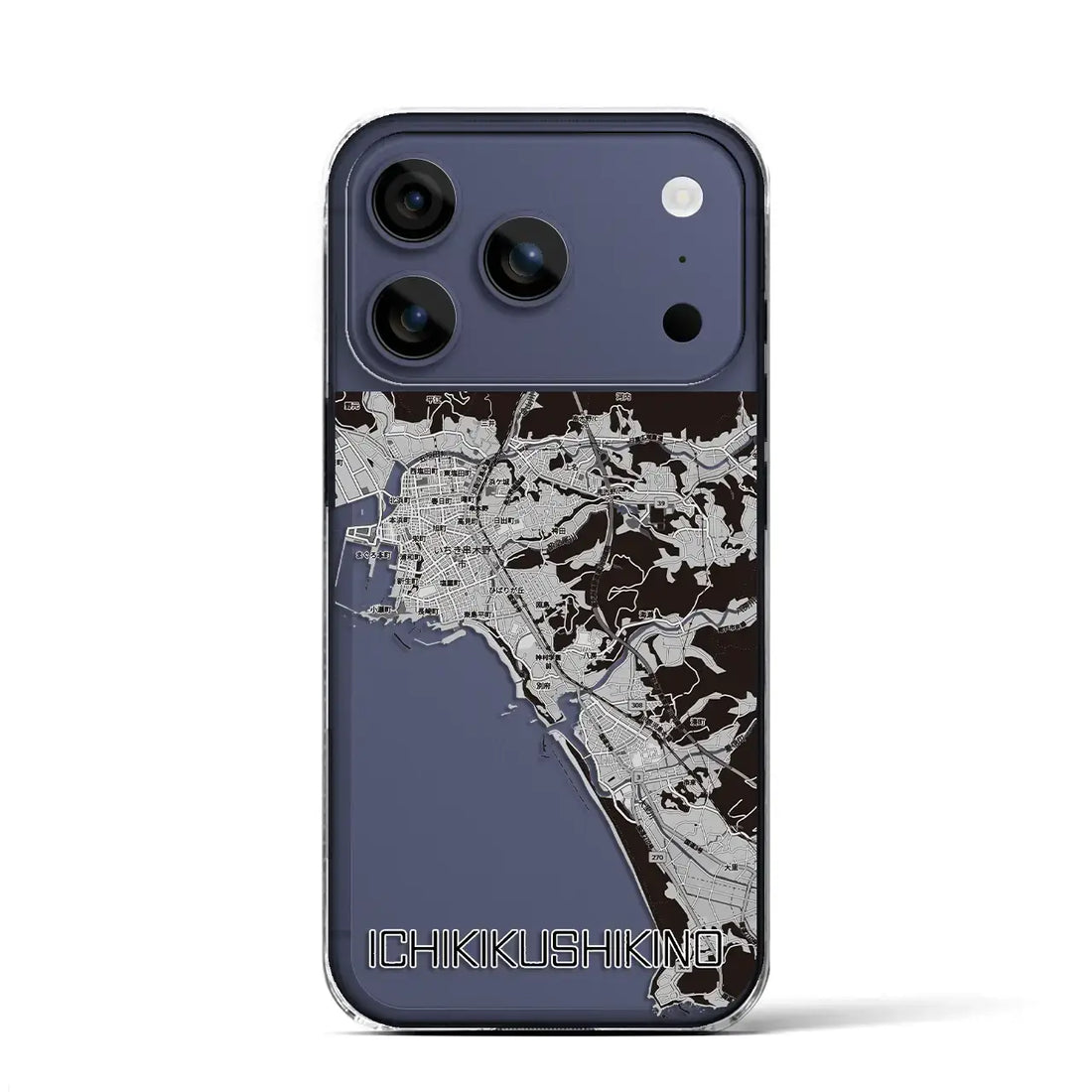 【いちき串木野（鹿児島県）】地図柄iPhoneケース（クリアタイプ）モノトーン・iPhone 17 Pro Max 用