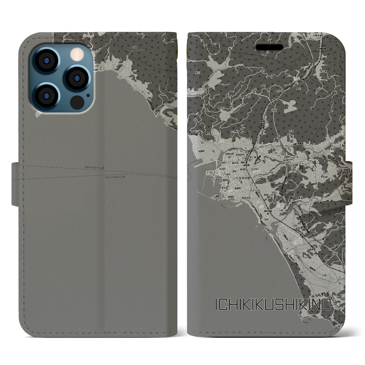 【いちき串木野（鹿児島県）】地図柄iPhoneケース（手帳タイプ）
