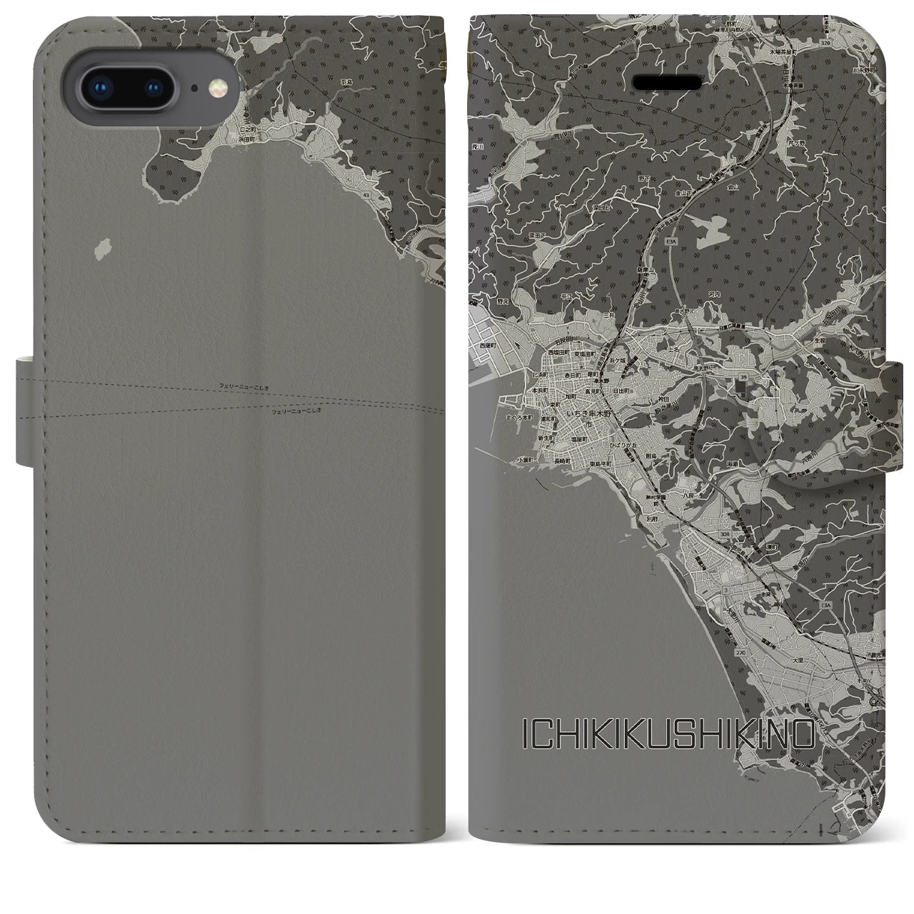 【いちき串木野（鹿児島県）】地図柄iPhoneケース（手帳タイプ）