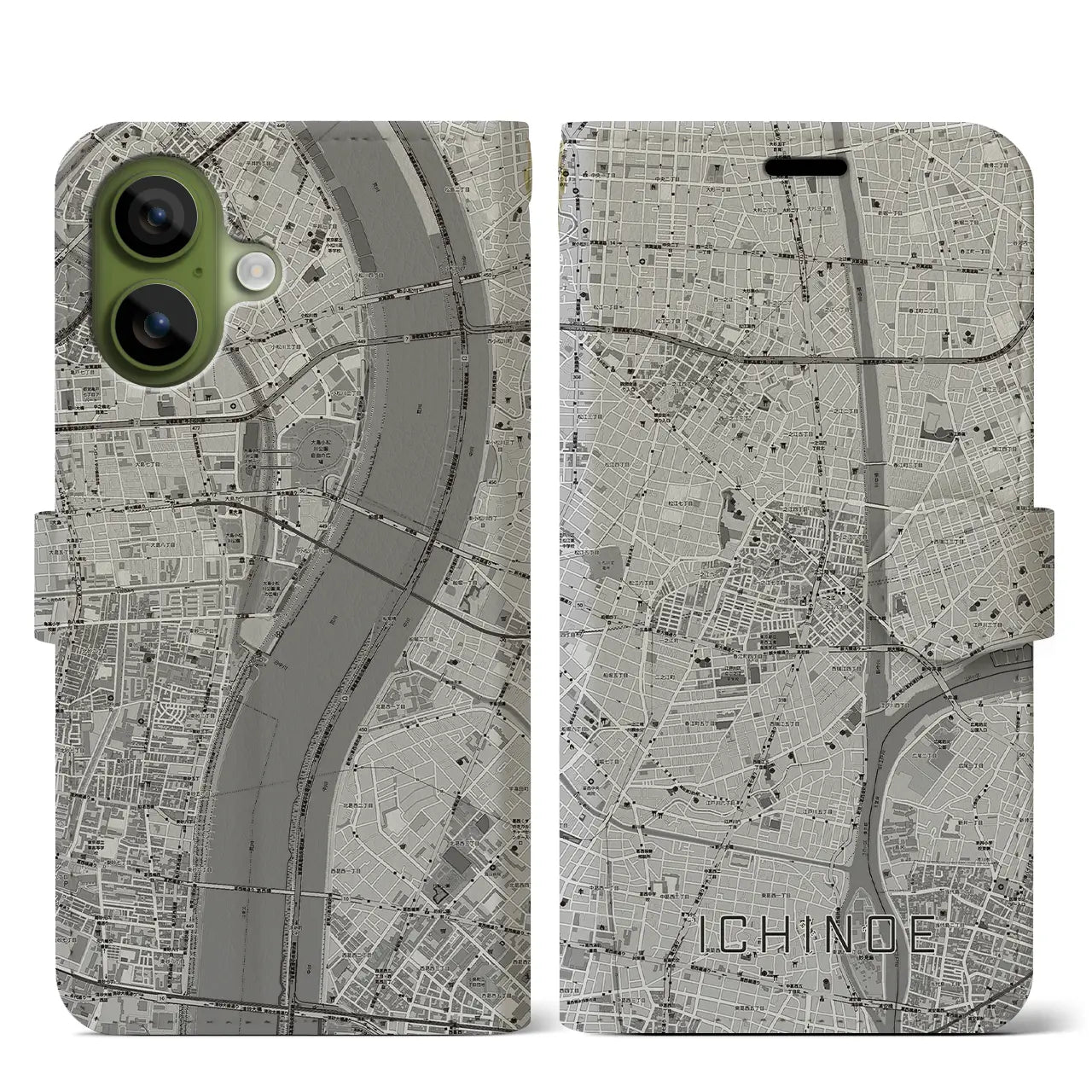 【一之江（東京都）】地図柄iPhoneケース（手帳タイプ）