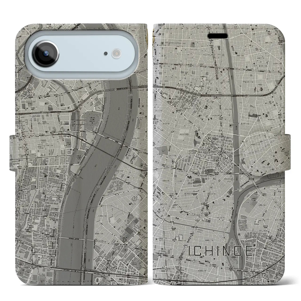 【一之江（東京都）】地図柄iPhoneケース（手帳タイプ）