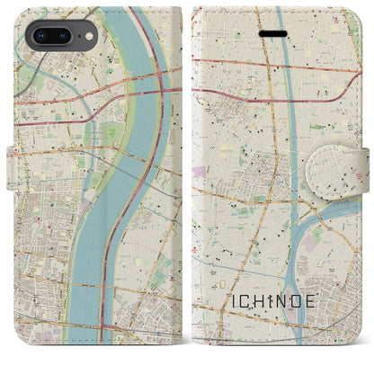 【一之江（東京都）】地図柄iPhoneケース（手帳タイプ）ナチュラル・iPhone 8Plus /7Plus / 6sPlus / 6Plus 用