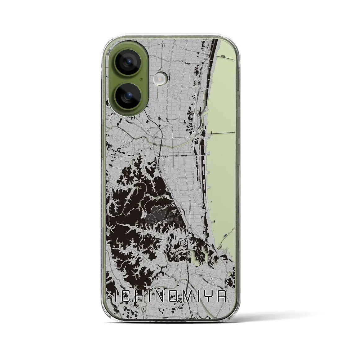 【一宮(千葉県)】地図柄iPhoneケース(クリアタイプ)モノトーン・iPhone 17 Pro Max 用