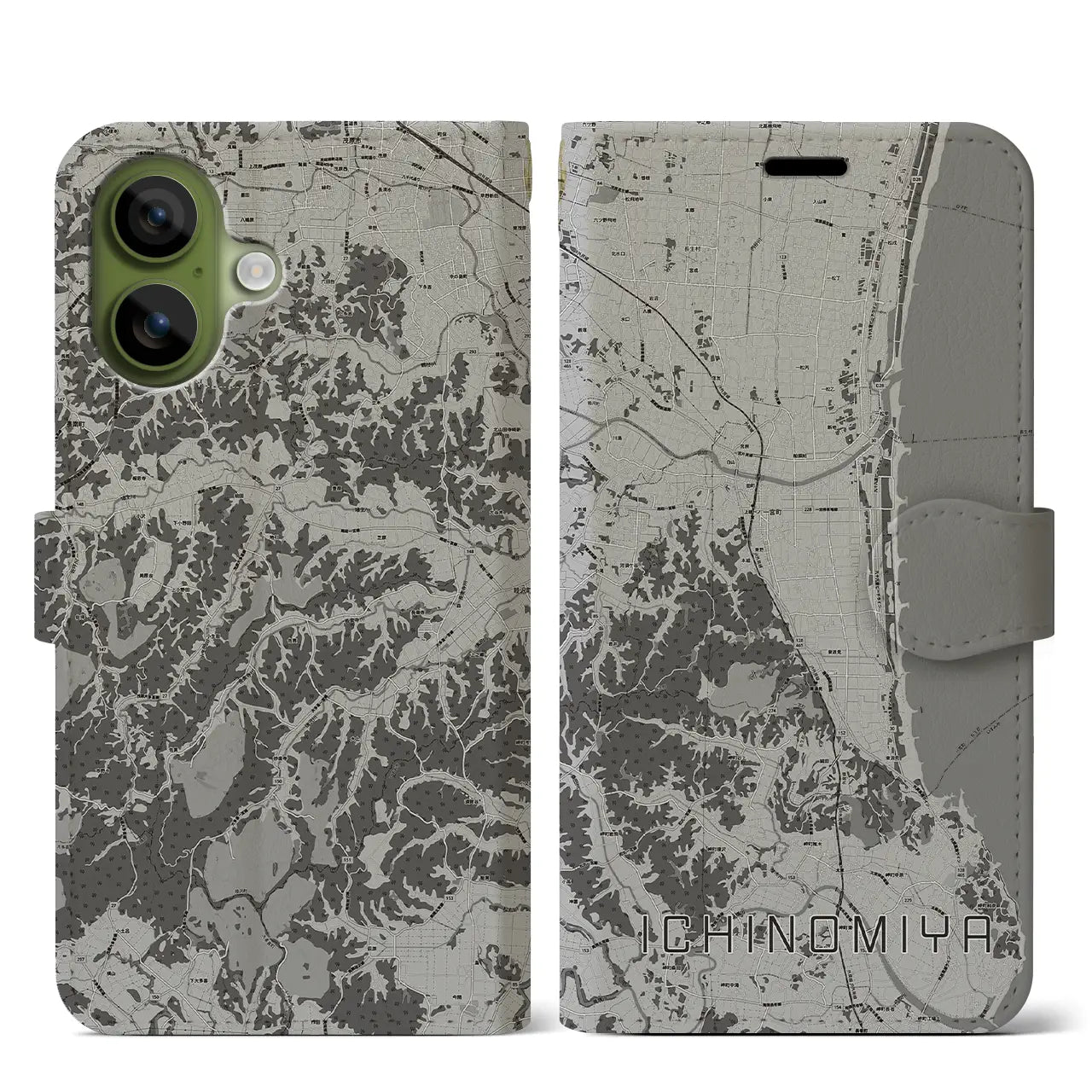 【一宮（千葉県）】地図柄iPhoneケース（手帳タイプ）