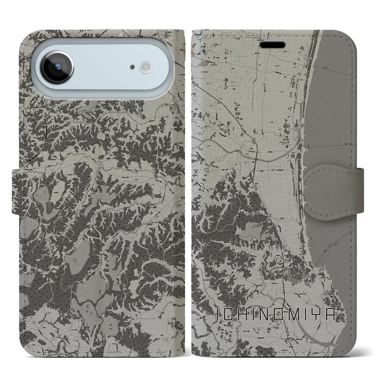 【一宮（千葉県）】地図柄iPhoneケース（手帳タイプ）