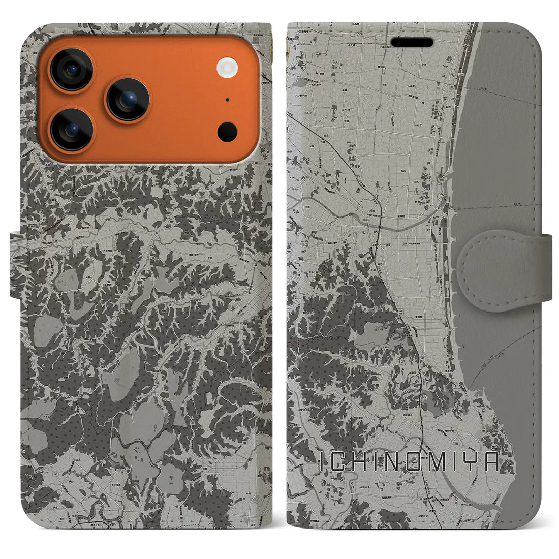 【一宮（千葉県）】地図柄iPhoneケース（手帳タイプ）