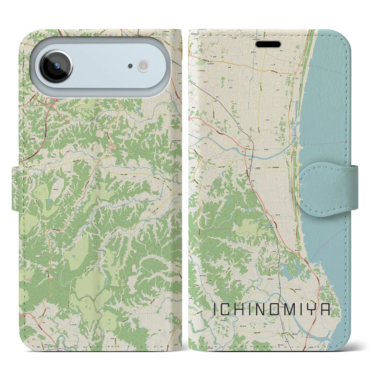 【一宮（千葉県）】地図柄iPhoneケース（手帳タイプ）