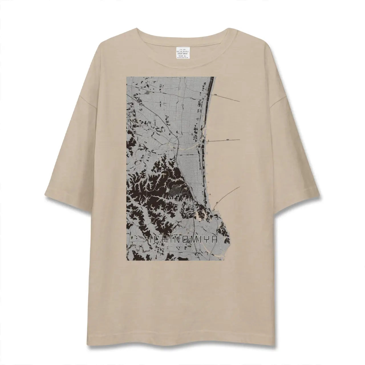 【一宮（千葉県）（千葉県）】地図柄ビッグシルエットTシャツ