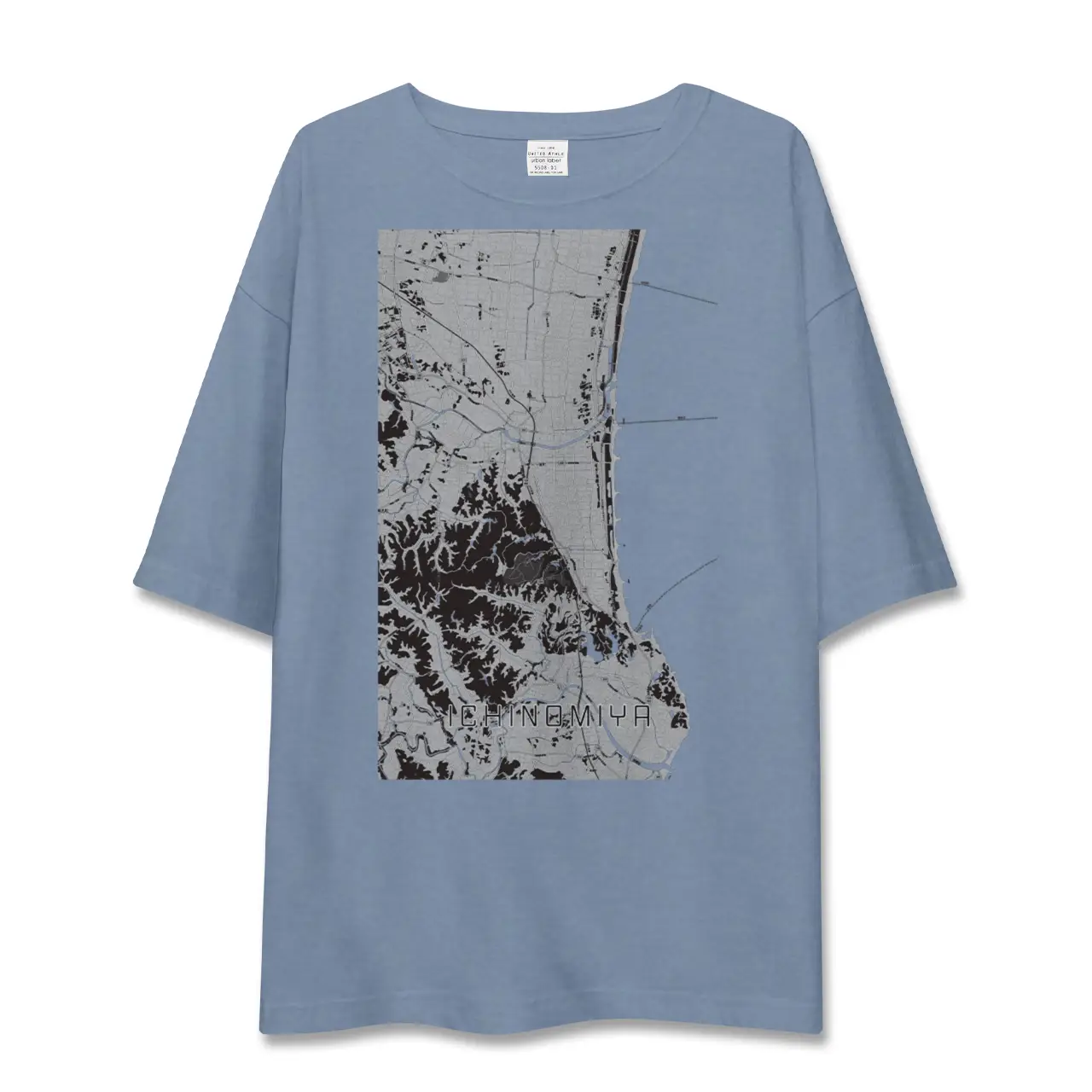 【一宮（千葉県）（千葉県）】地図柄ビッグシルエットTシャツ