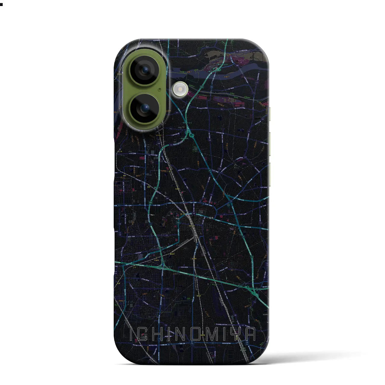 【一宮（愛知県）】地図柄iPhoneケース（バックカバータイプ）