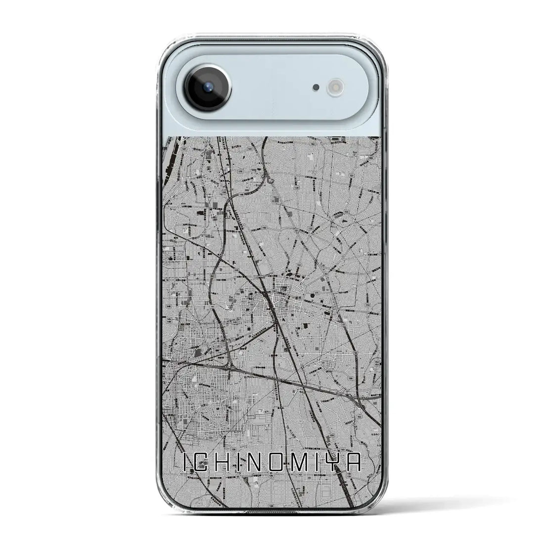 【一宮(愛知県)】地図柄iPhoneケース(クリアタイプ)モノトーン・iPhone 17 Pro Max 用