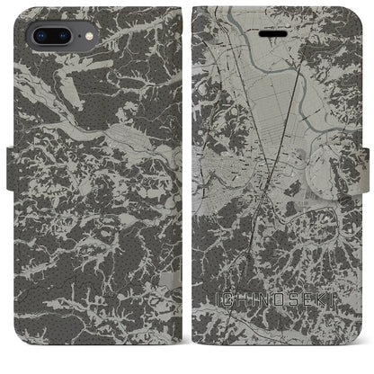 【一関（岩手県）】地図柄iPhoneケース（手帳タイプ）モノトーン・iPhone 8Plus /7Plus / 6sPlus / 6Plus 用