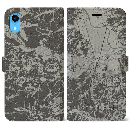 【一関（岩手県）】地図柄iPhoneケース（手帳タイプ）モノトーン・iPhone XR 用