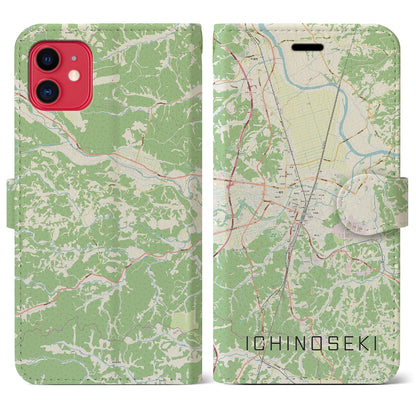 【一関（岩手県）】地図柄iPhoneケース（手帳タイプ）ナチュラル・iPhone 11 用