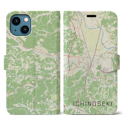 【一関（岩手県）】地図柄iPhoneケース（手帳タイプ）ナチュラル・iPhone 13 用