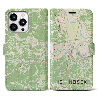 【一関（岩手県）】地図柄iPhoneケース（手帳タイプ）ナチュラル・iPhone 13 Pro 用