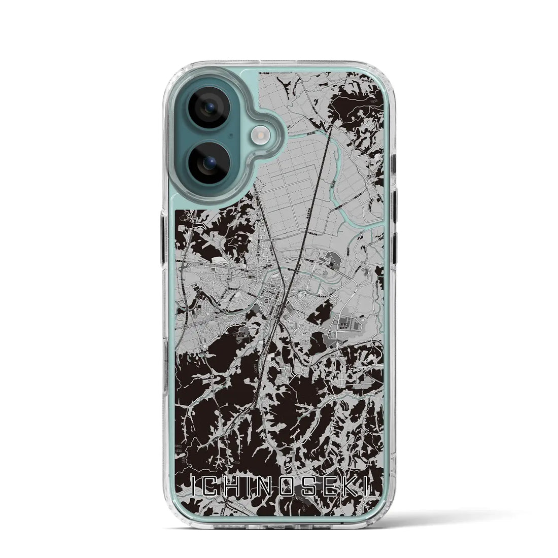 【一関(岩手県)】地図柄iPhoneケース(MagSafeタイプ)モノトーン・iPhone 16 Pro 用