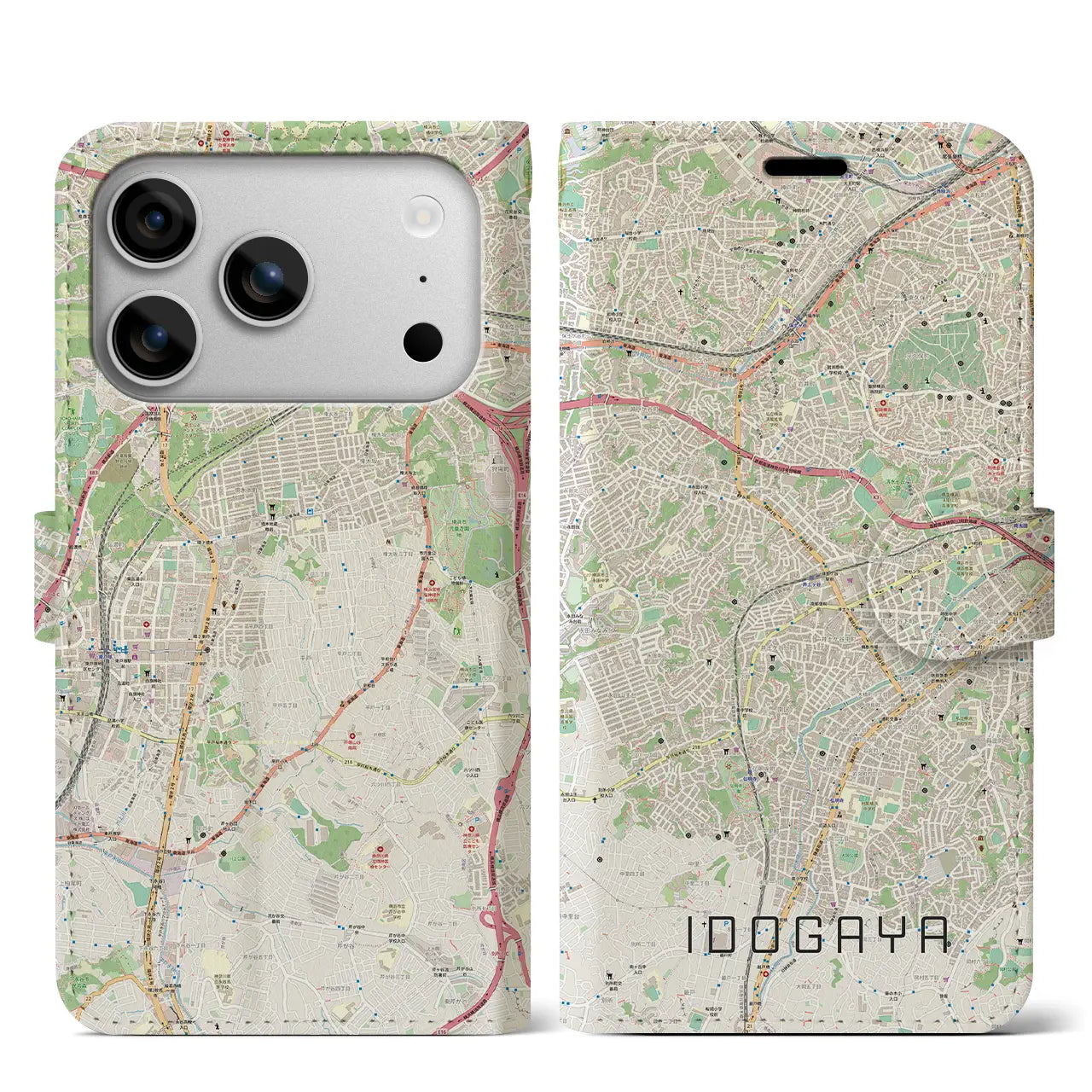 【井土ヶ谷（神奈川県）】地図柄iPhoneケース（手帳タイプ）