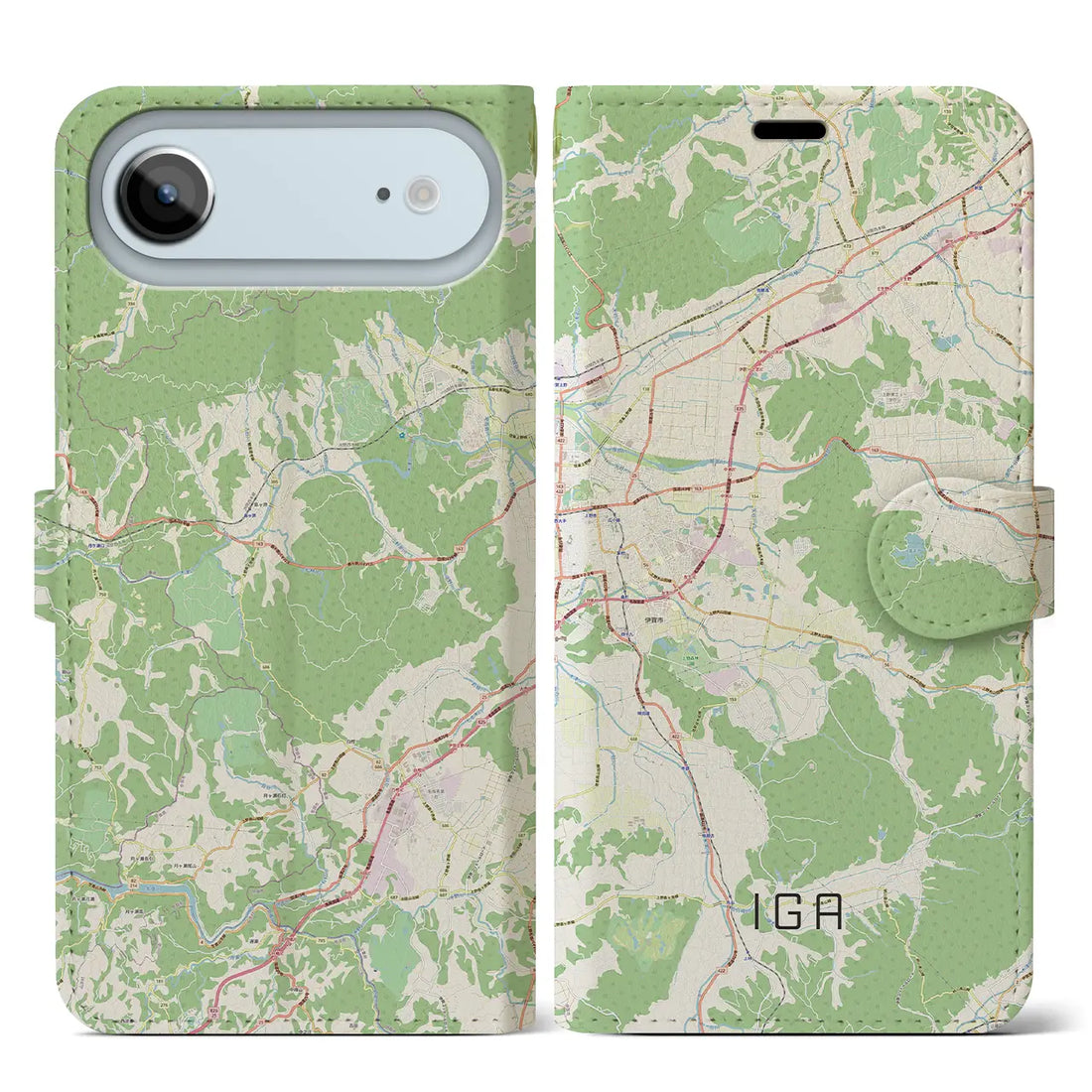 【伊賀(三重県)】地図柄iPhoneケース(手帳タイプ)モノトーン・iPhone 17 Pro Max 用