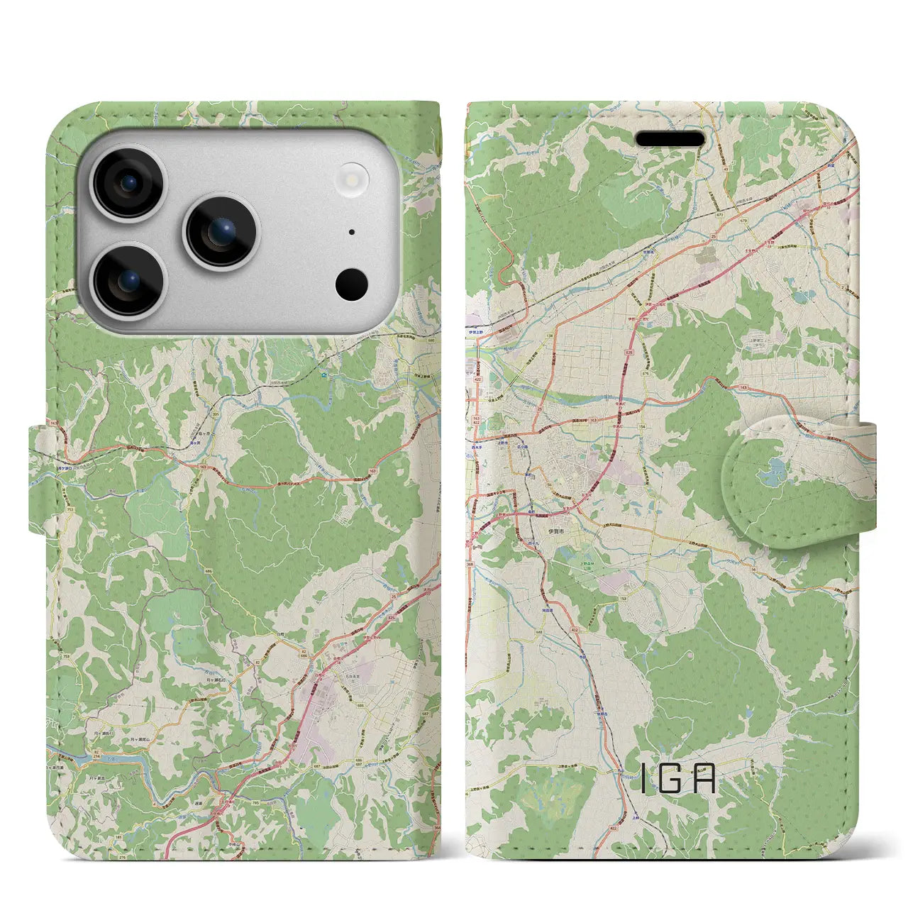 【伊賀（三重県）】地図柄iPhoneケース（手帳タイプ）