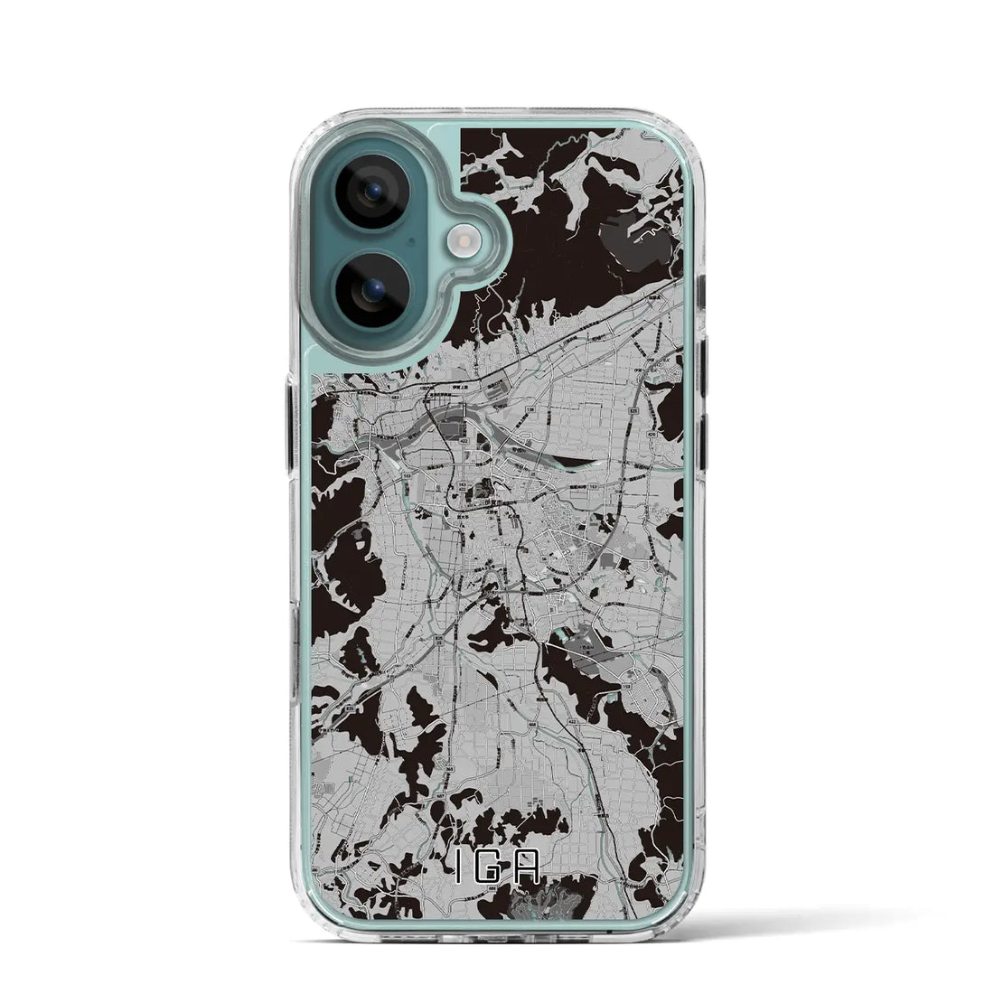 【伊賀(三重県)】地図柄iPhoneケース(MagSafeタイプ)モノトーン・iPhone 16 Pro 用