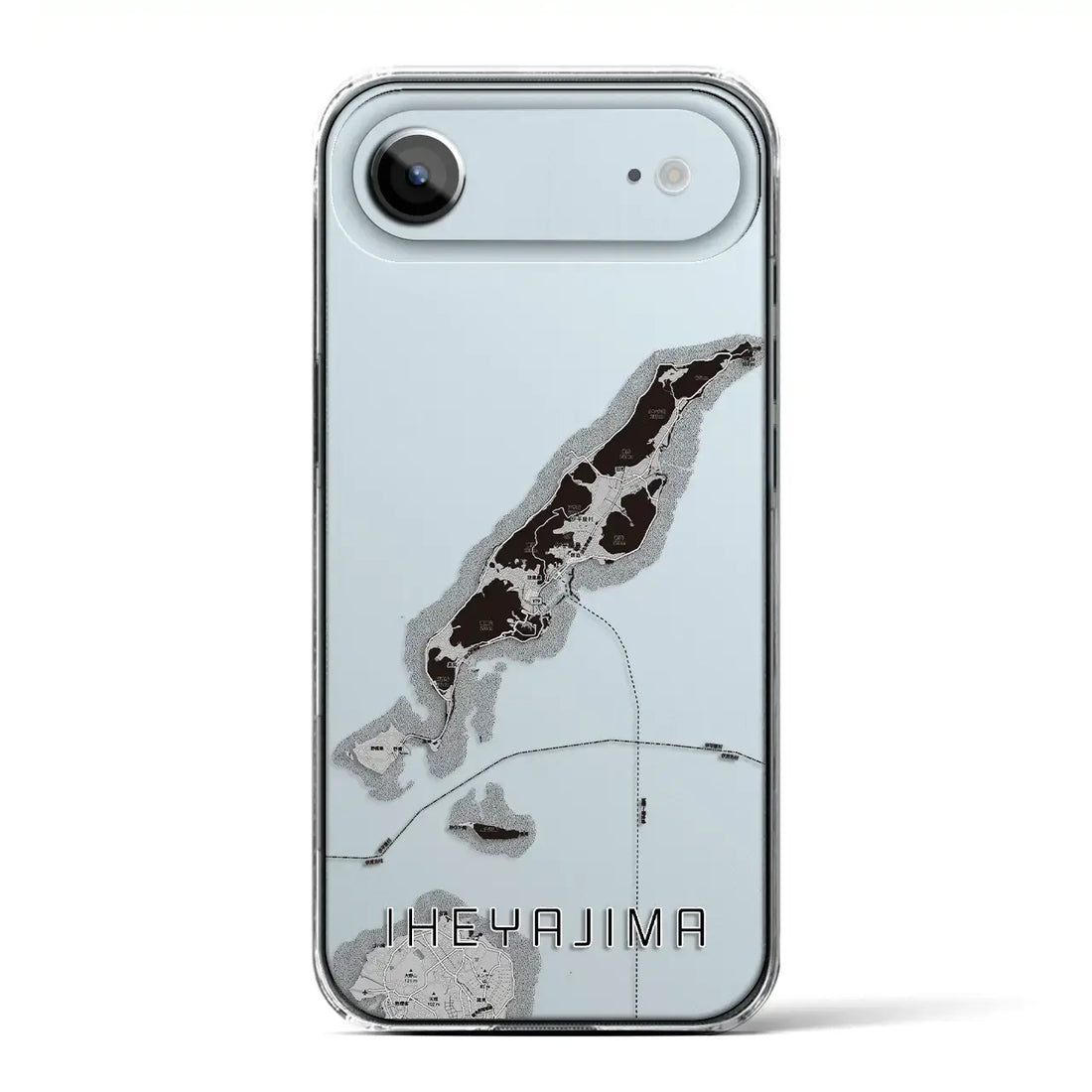 【伊平屋島(沖縄県)】地図柄iPhoneケース(クリアタイプ)モノトーン・iPhone 17 Pro Max 用