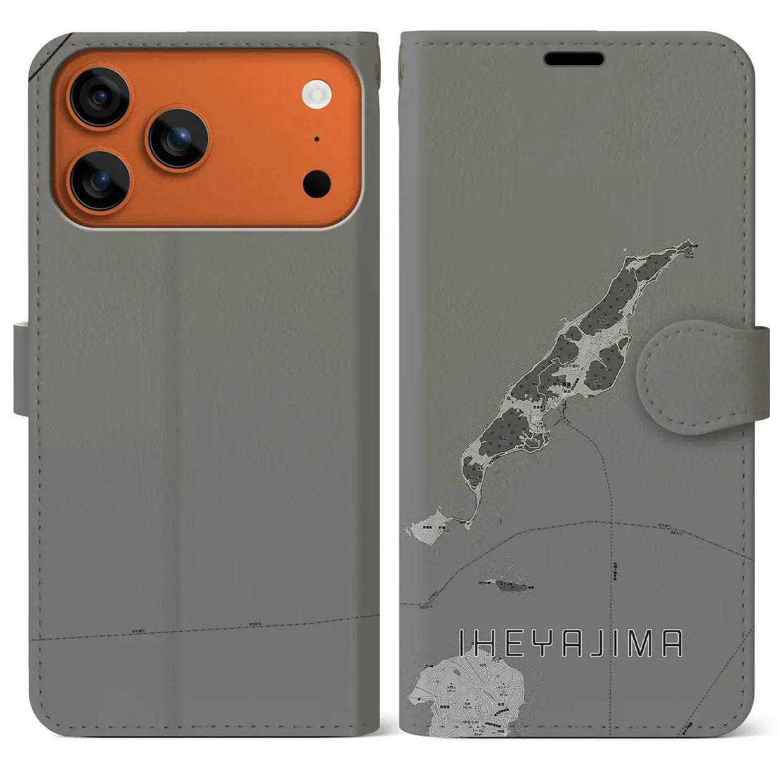 【伊平屋島（沖縄県）】地図柄iPhoneケース（手帳タイプ）