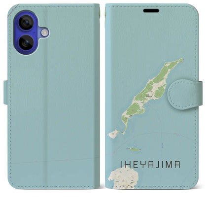 【伊平屋島（沖縄県）】地図柄iPhoneケース（手帳タイプ）ナチュラル・iPhone 16 Pro Max 用