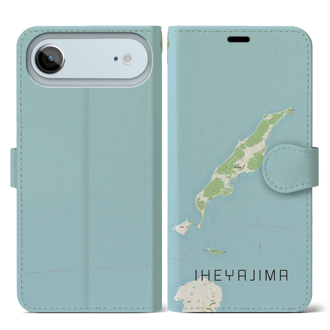 【伊平屋島（沖縄県）】地図柄iPhoneケース（手帳タイプ）モノトーン・iPhone 17 Pro Max 用