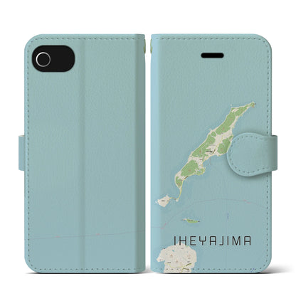 【伊平屋島（沖縄県）】地図柄iPhoneケース（手帳タイプ）ナチュラル・iPhone SE（第3 / 第2世代） / 8 / 7 / 6s / 6 用