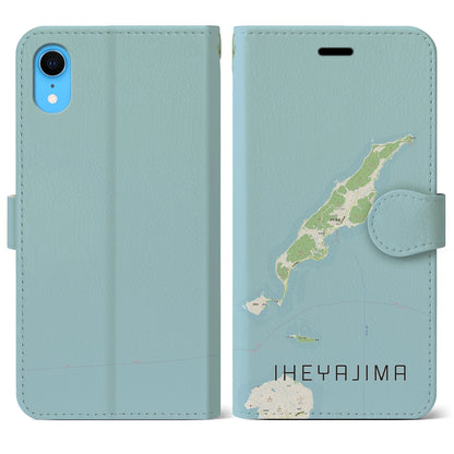 【伊平屋島（沖縄県）】地図柄iPhoneケース（手帳タイプ）ナチュラル・iPhone XR 用