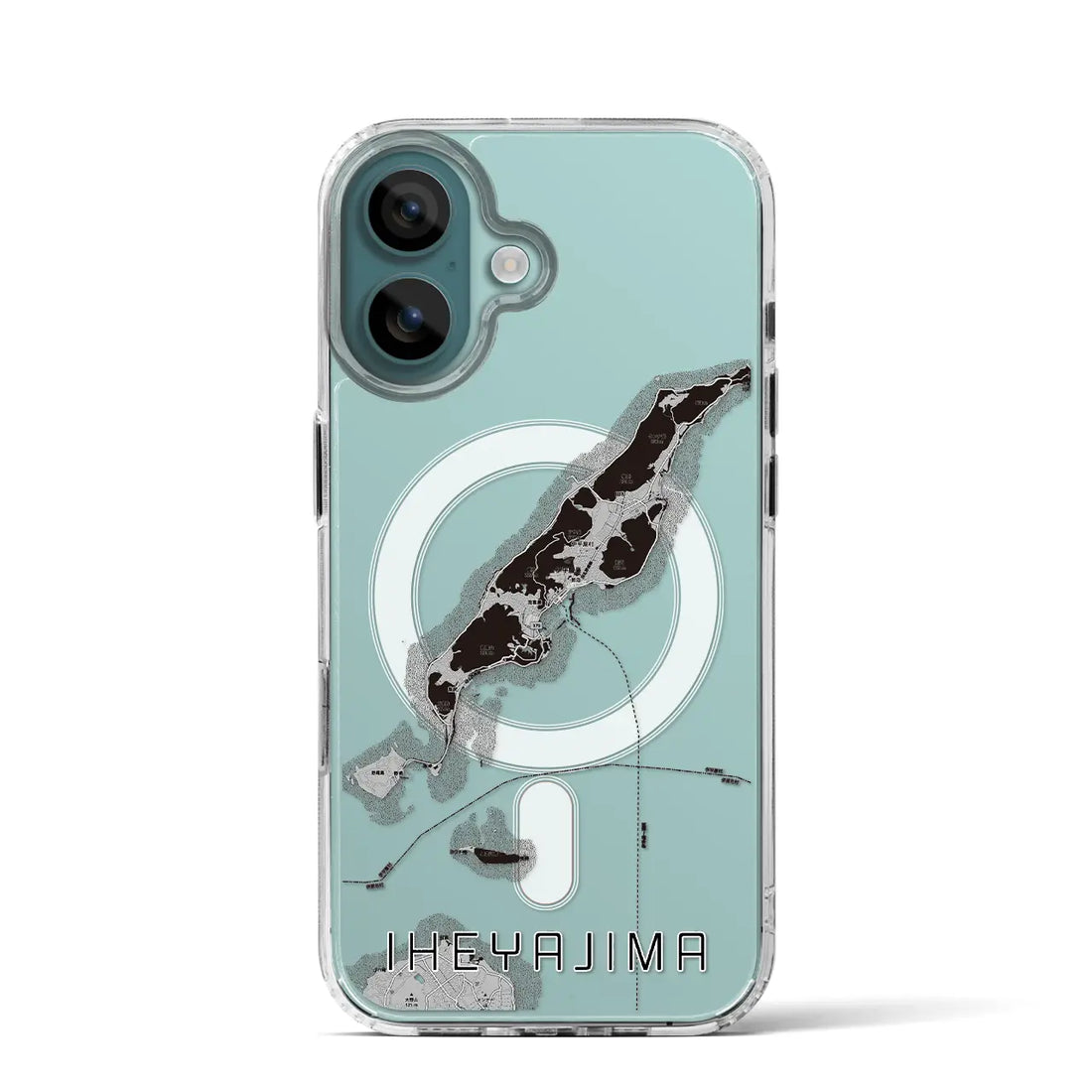 【伊平屋島（沖縄県）】地図柄iPhoneケース（MagSafeタイプ）モノトーン・iPhone 16 Pro 用
