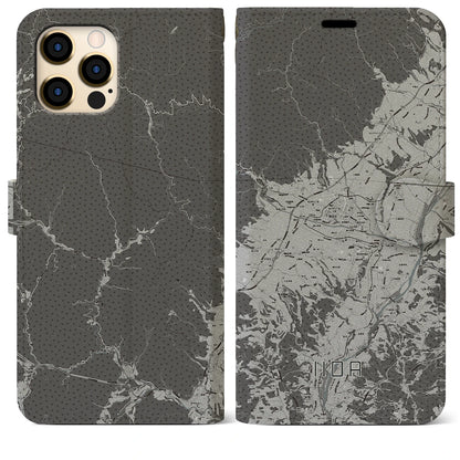 【飯田（長野県）】地図柄iPhoneケース（手帳タイプ）モノトーン・iPhone 12 Pro Max 用