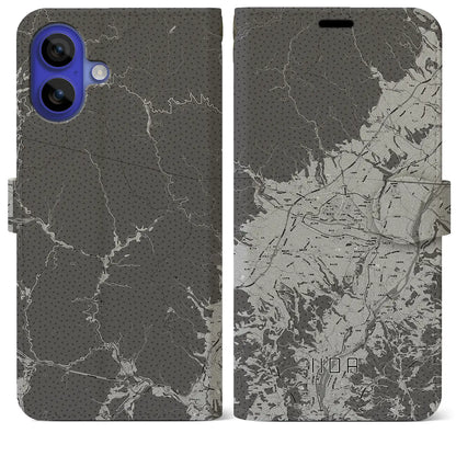 【飯田（長野県）】地図柄iPhoneケース（手帳タイプ）モノトーン・iPhone 16 Pro Max 用