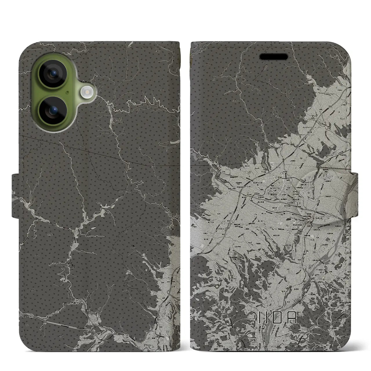 【飯田（長野県）】地図柄iPhoneケース（手帳タイプ）