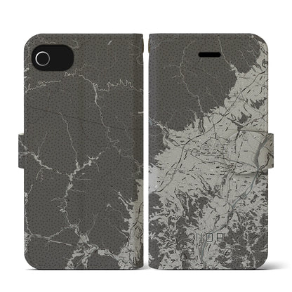 【飯田（長野県）】地図柄iPhoneケース（手帳タイプ）モノトーン・iPhone SE（第3 / 第2世代） / 8 / 7 / 6s / 6 用