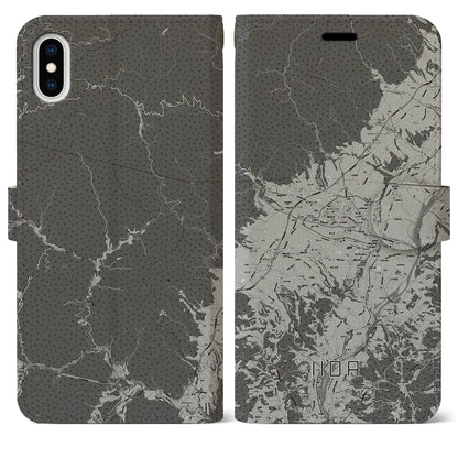 【飯田（長野県）】地図柄iPhoneケース（手帳タイプ）モノトーン・iPhone XS Max 用