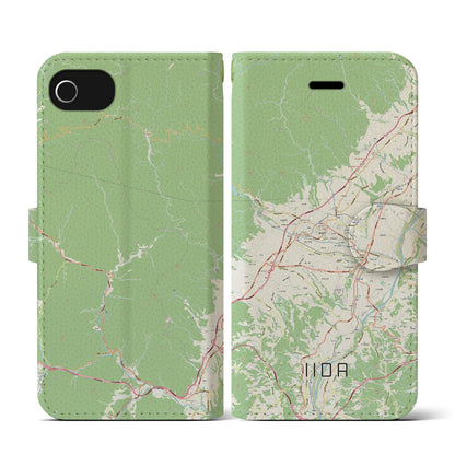 【飯田（長野県）】地図柄iPhoneケース（手帳タイプ）ナチュラル・iPhone SE（第3 / 第2世代） / 8 / 7 / 6s / 6 用