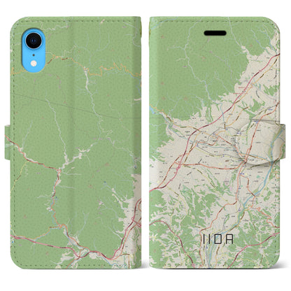 【飯田（長野県）】地図柄iPhoneケース（手帳タイプ）ナチュラル・iPhone XR 用