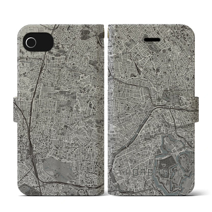 【飯田橋（東京都）】地図柄iPhoneケース（手帳タイプ）モノトーン・iPhone SE（第3 / 第2世代） / 8 / 7 / 6s / 6 用