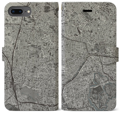 【飯田橋（東京都）】地図柄iPhoneケース（手帳タイプ）モノトーン・iPhone 8Plus /7Plus / 6sPlus / 6Plus 用