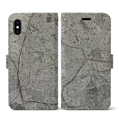 【飯田橋（東京都）】地図柄iPhoneケース（手帳タイプ）モノトーン・iPhone XS / X 用