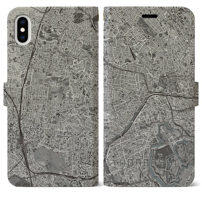 【飯田橋（東京都）】地図柄iPhoneケース（手帳タイプ）モノトーン・iPhone XS Max 用