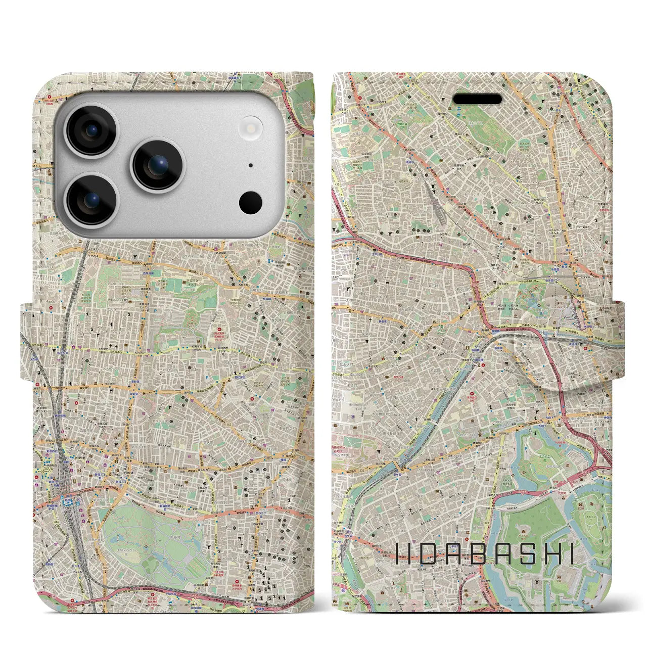 【飯田橋（東京都）】地図柄iPhoneケース（手帳タイプ）