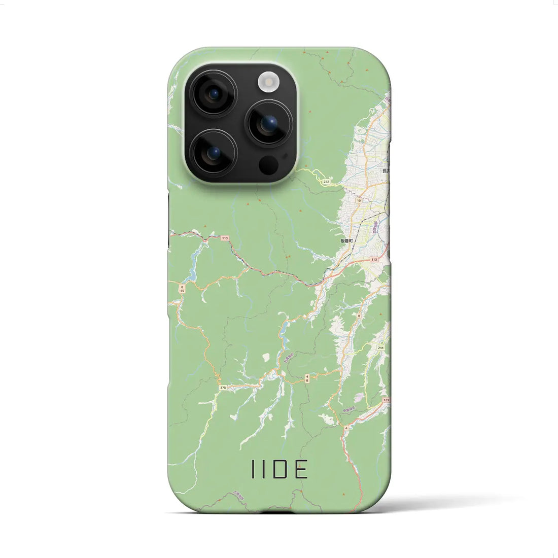 【飯豊（山形県）】地図柄iPhoneケース（バックカバータイプ）ブラック・iPhone 16 Pro Max 用