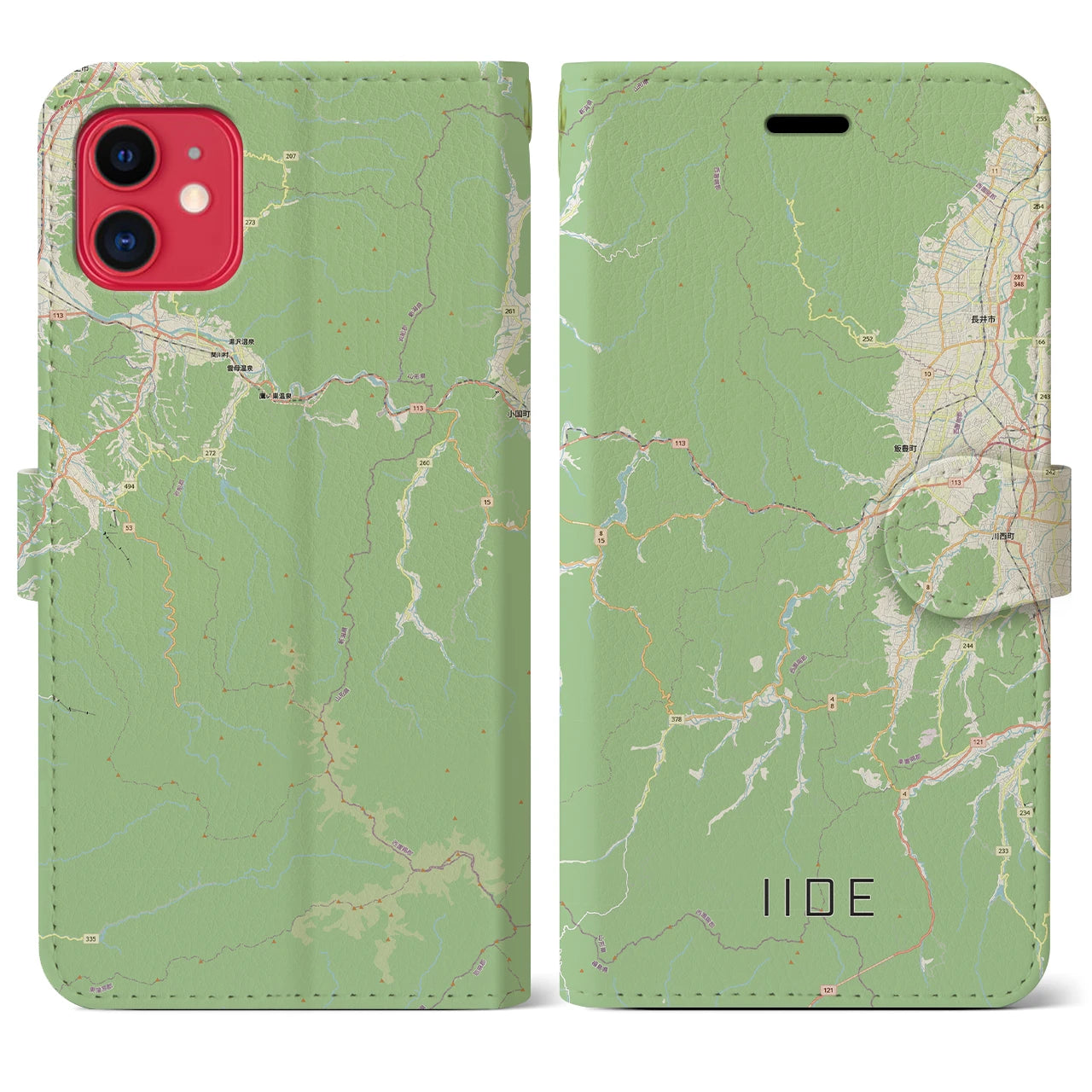 【飯豊（山形県）】地図柄iPhoneケース（手帳タイプ）
