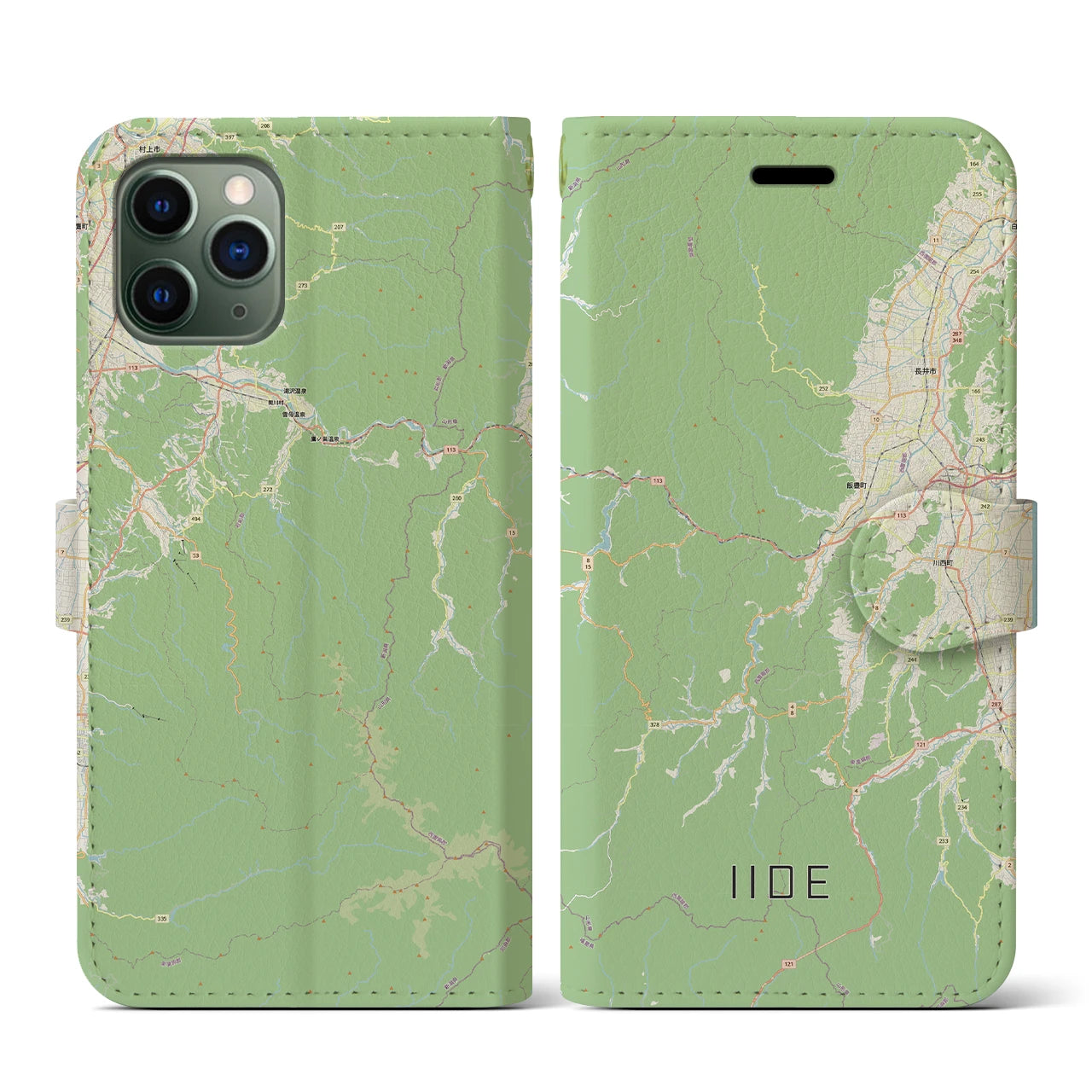 【飯豊（山形県）】地図柄iPhoneケース（手帳タイプ）